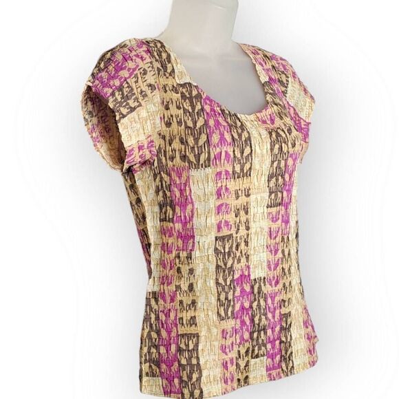 Sigrid Olsen Women's Y2K Crinkle Blouse size Large - Picture 2 of 5